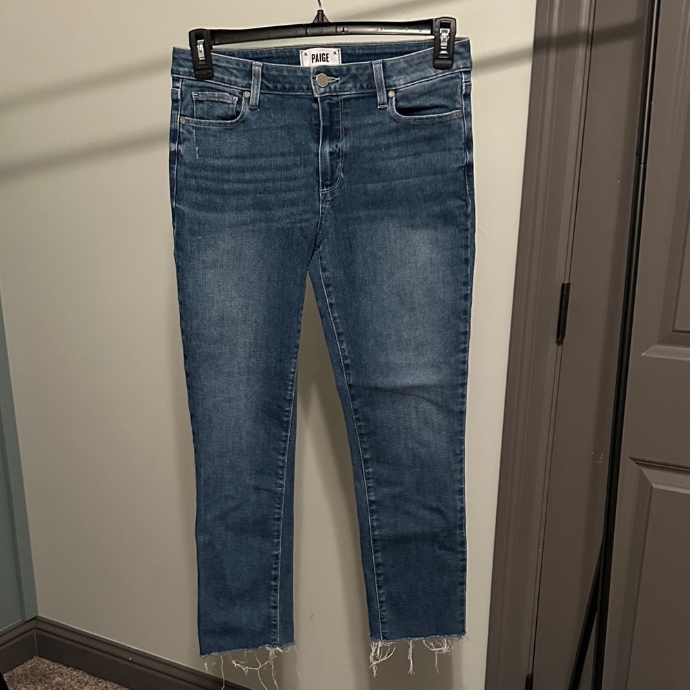PAIGE Women's Distressed Ankle Jeans in Blue